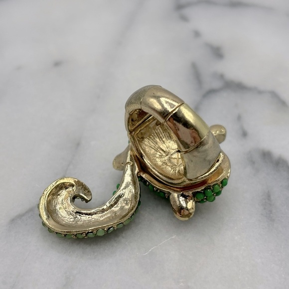 Green & Gold FOX‎ Finger Stretch Ring Jewelry with Crystals - Picture 6 of 6